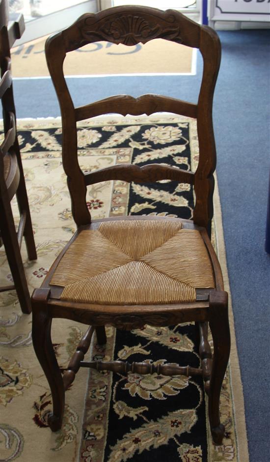 A set of six French oak farmhouse chairs